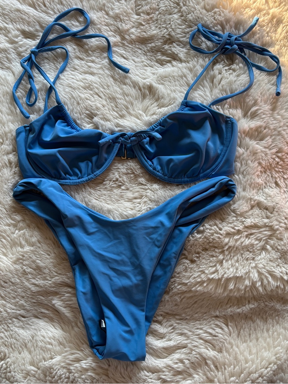 NWT Charlie Holiday Blue Matching Swimsuit Bikini Set